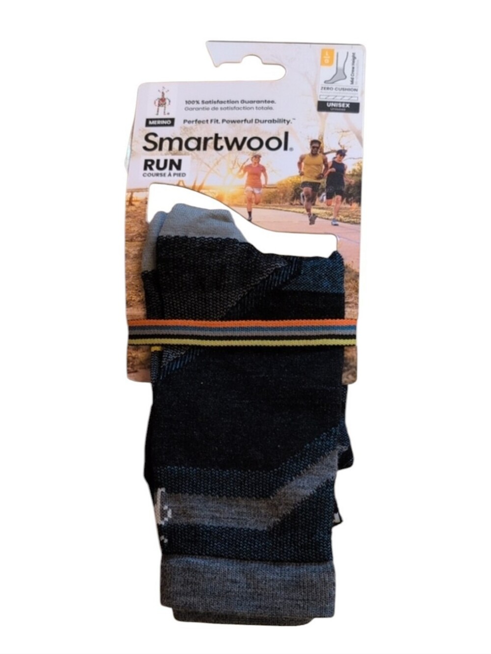 NEW Smartwool Run Unisex Socks Mid Crew Height Merino Wool Nylon Black L
